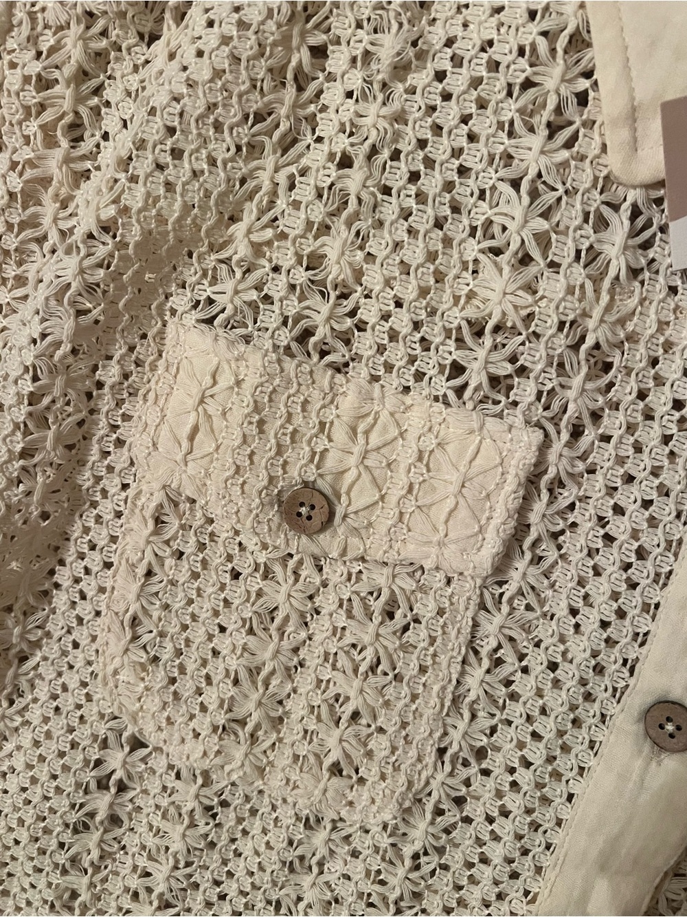 Women's Cream Crochet Button Front Beach Shirt & Shorts Set - Picture 3 of 7